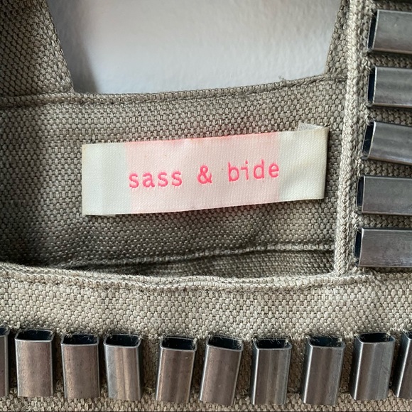 Sass & Bide Embellished Linen Cut Out Mini Dress - Picture 5 of 12